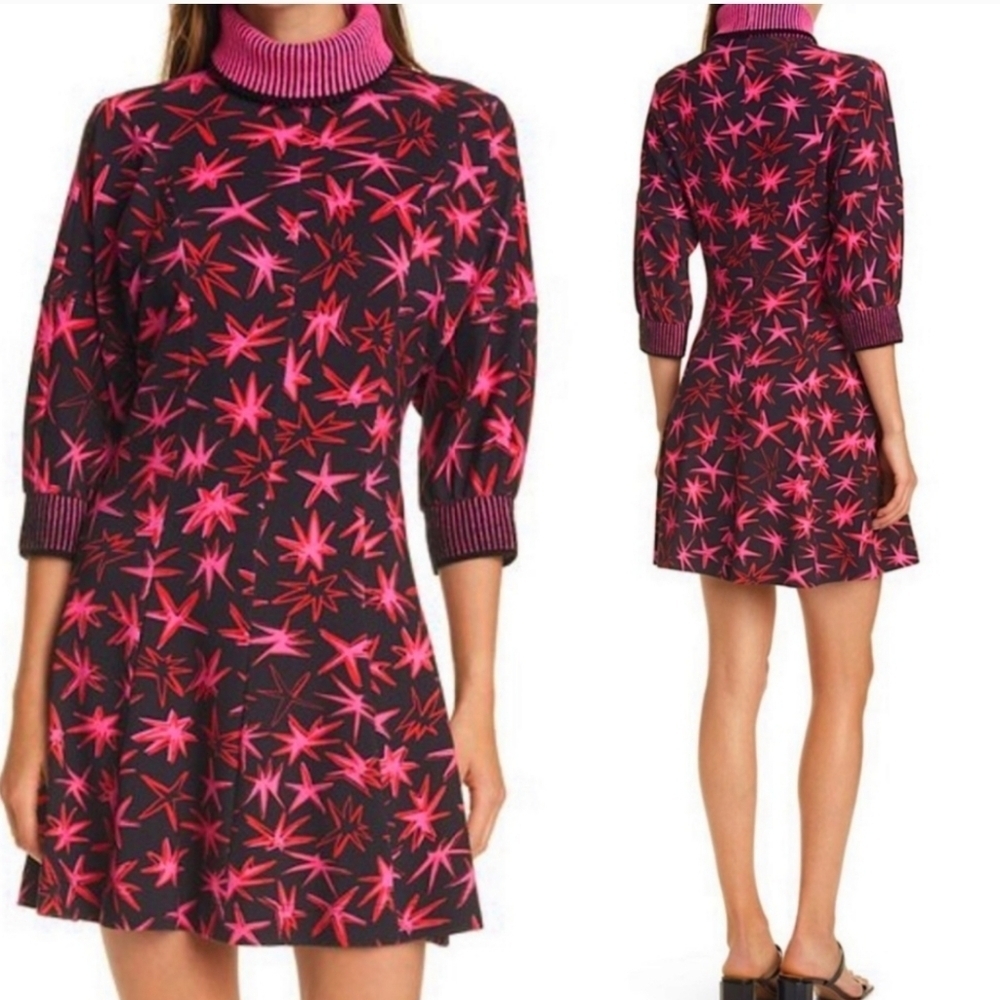 Tanya Taylor Charli Star Turtleneck Sweater Knit Dress sz 12